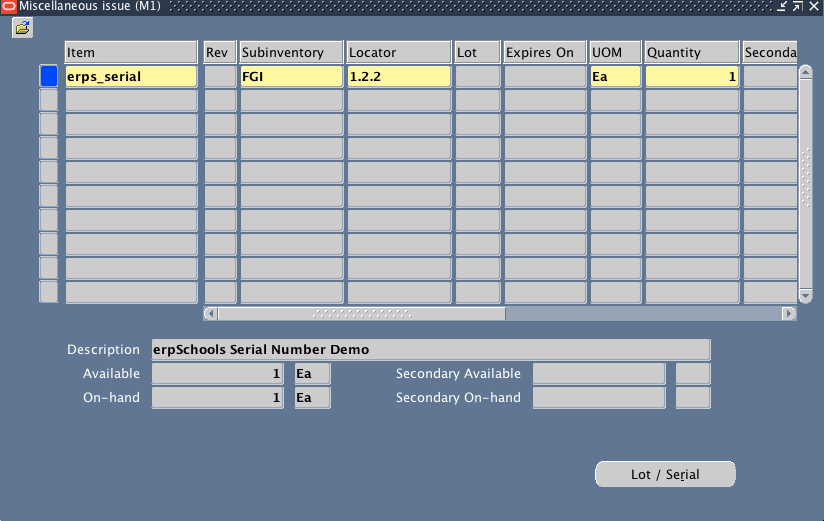 Inventory Miscellaneous Transaction