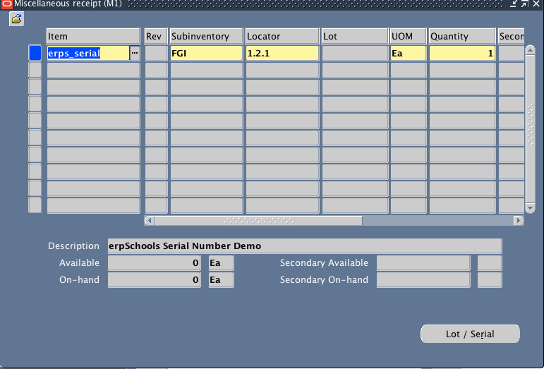 Inventory Miscellaneous Transaction