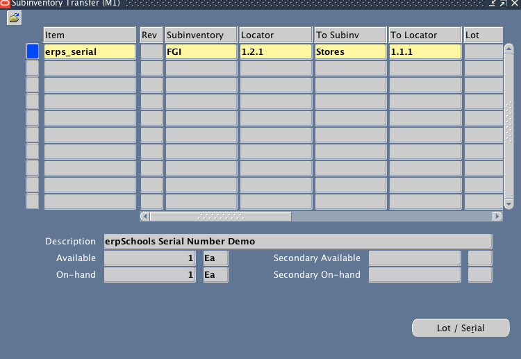 Oracle Sub inventory Transfer