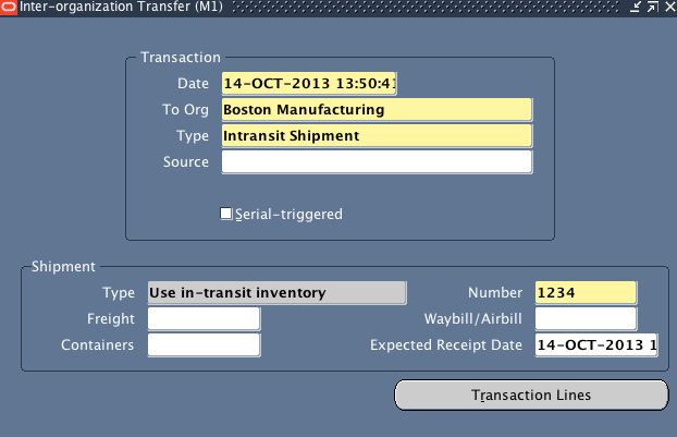 Oracle Inter organization transfer