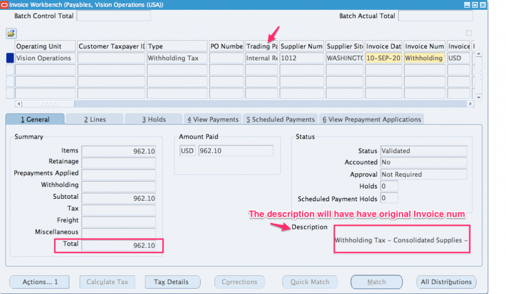 Withholding Tax Invoices in Oracle AP - erpSchools